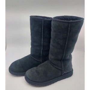 UGG Australia Boots Classic Tall 5815 Black Genuine Leather Womens Sz6